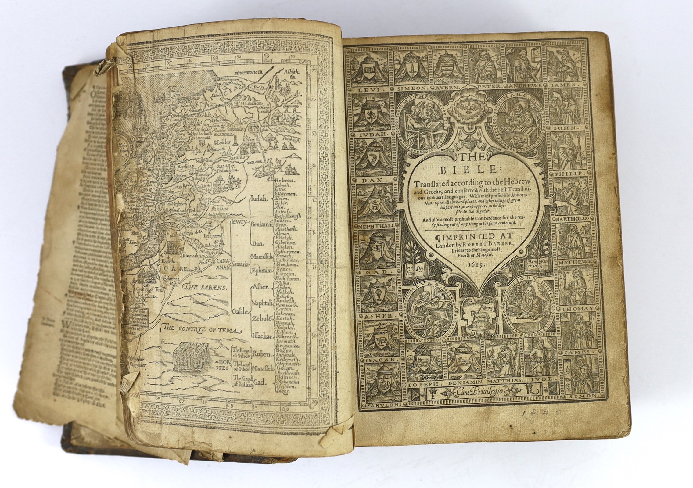(The Bible - Geneva version, 1615) - The Bible: translated according to the Hebrew and Greeke, and conferred with the best translations in diverse languages...engraved pictorial titles (General and NT.), decorated initia